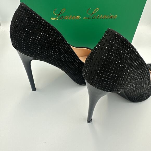 Lauren Lorraine Pump Shoes High Heel Size 11 Black Rhinestone Formal Party NEW - Picture 6 of 15